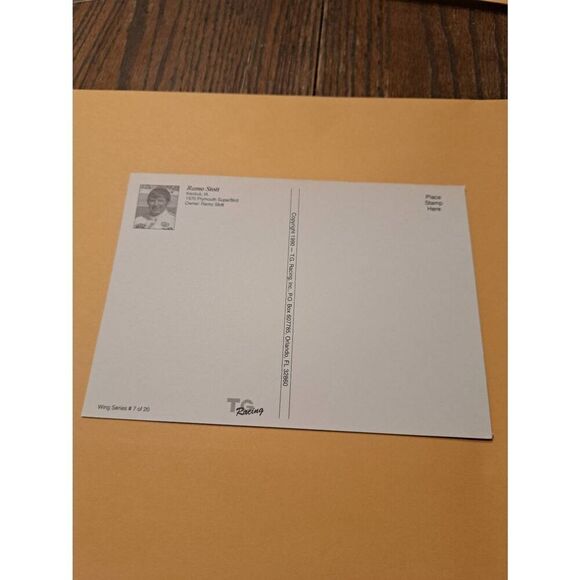 Vintage Ramos Stott Signed NASCAR Postcard TG Racing Wing Series Ply Superbird - Picture 3 of 3